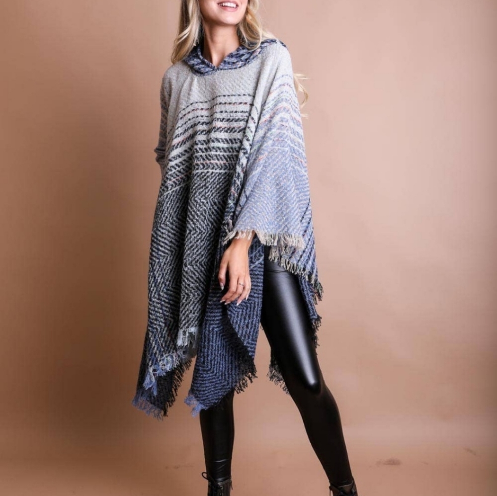 Herringbone Tweed Poncho